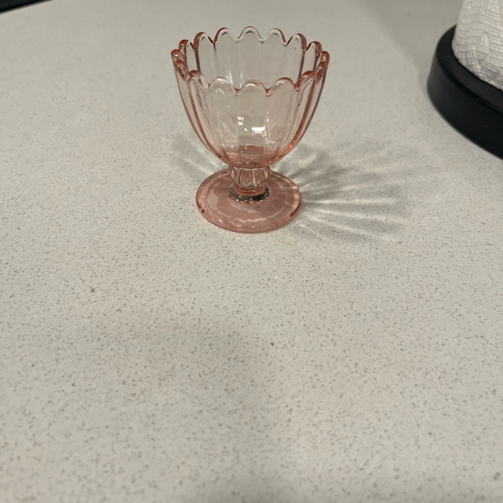 Pink Glass Scalloped Edge Egg Holder